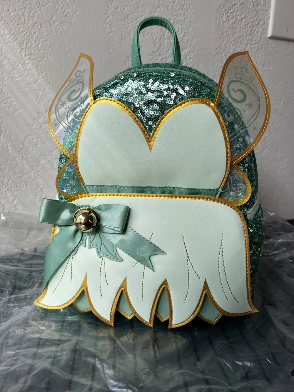 NWT Loungefly Disney Peter Pan Tinker Bell Wings Holiday Sequin Mini Backpack